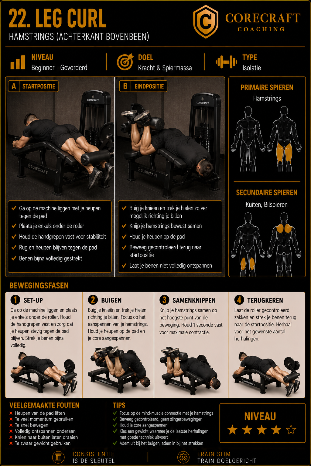 Geïllustreerde techniekgids voor Leg curl